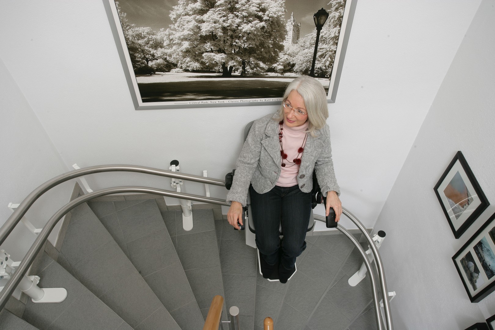03-Treppenlift-2-Kurven-90-Grad-Wohnhaus Treppenlift Hiro 160, über 2 Kurven zu je 90 Grad, Ansicht von oben
